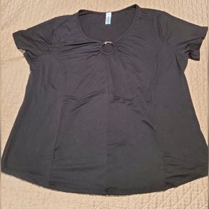 2x 1x soft black keyhole short sleeve top